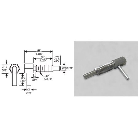 S & W MANUFACTURING L-Handle Lock, Nose P, 5/8-11", 1.25" LLS-6